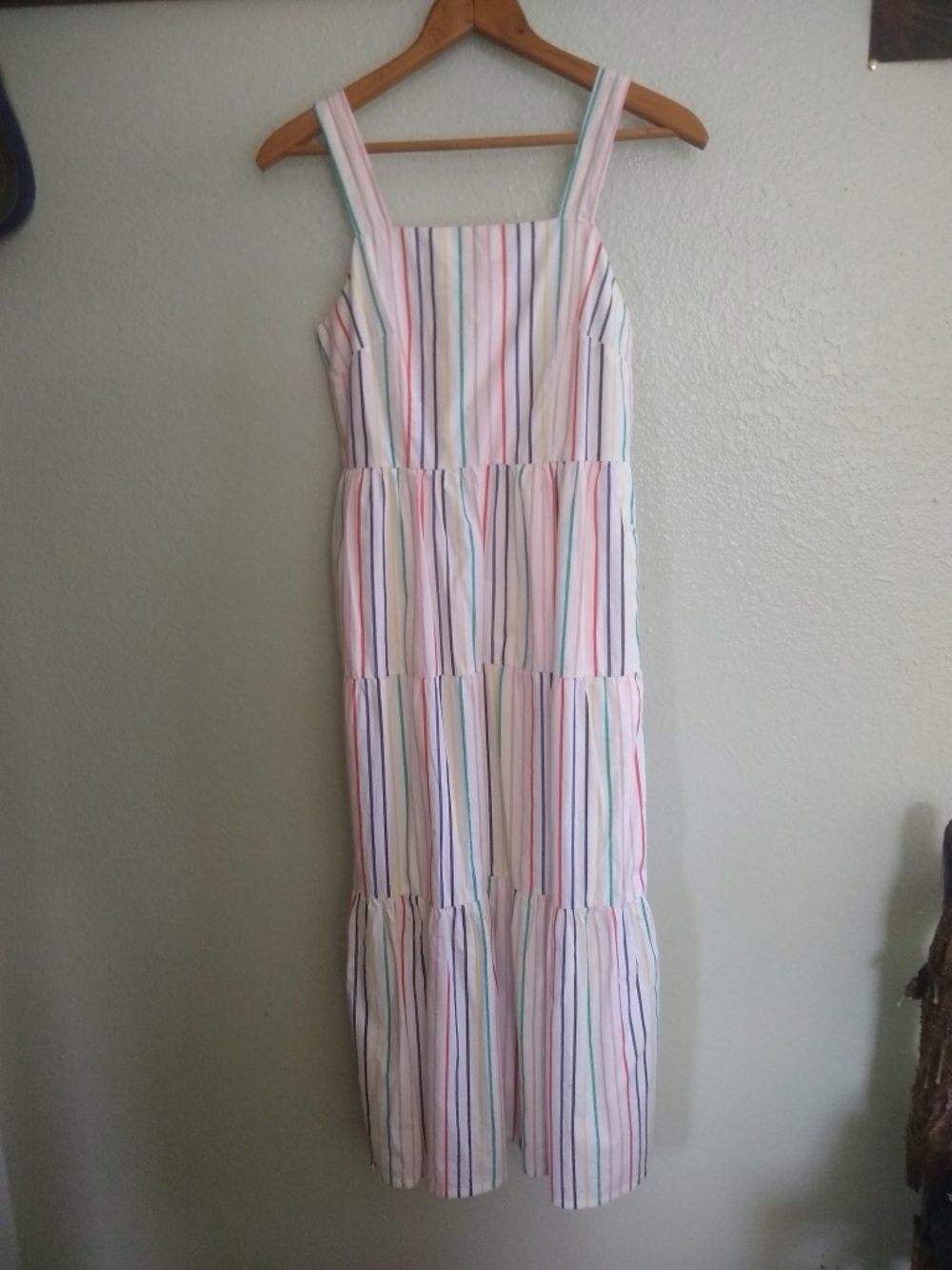 J. Crew White Maxi Dress with Multi-Color Stripes